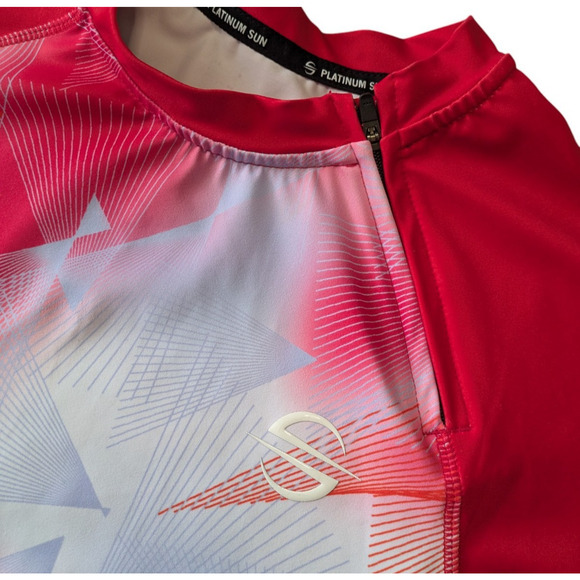 Platinum Sun Long Sleeve Rash Guard for Women Size Large UPF 50+ Active Red Blue - Picture 6 of 12